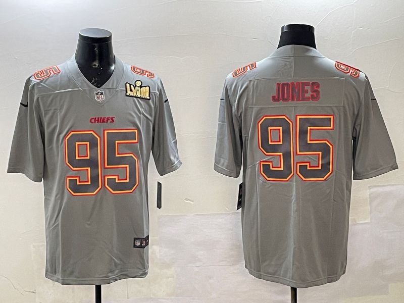 Men Kansas City Chiefs #95 Jones Grey 2025 Nike Vapor Limited NFL Jersey style 2101->new york yankees->MLB Jersey